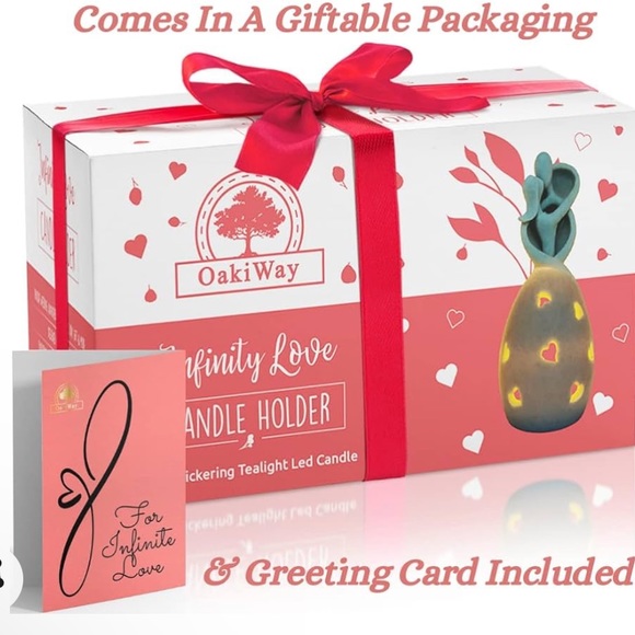 NEW OakiWay Her Infinity Love Candle Holder Statue W/Flickering LED - Picture 4 of 7